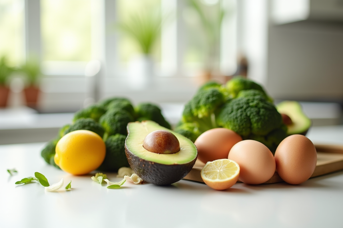 Aliments riches en vitamine B5 comme avocat œufs et brocoli