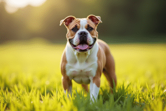 American Bulldog dans un champ ensoleille