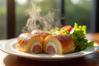 Cordon bleu tranché avec fromage fondu sur assiette blanche