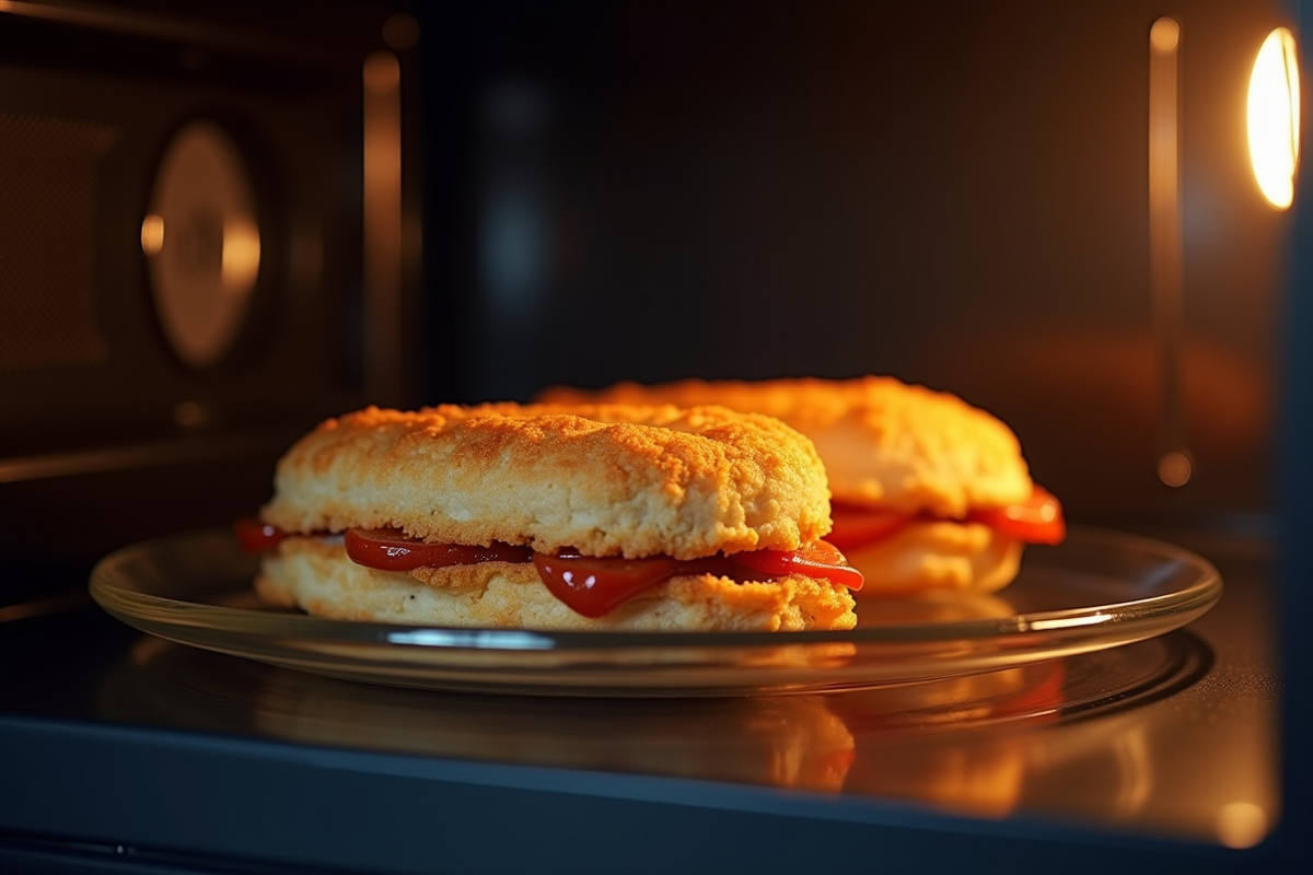 Cordon bleu doré dans un micro-ondes ouvert