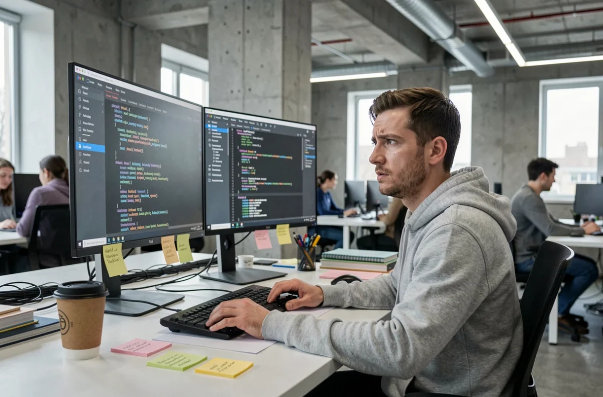 Développeur informatique face à des enjeux de propriété intellectuelle et de droits d'auteur numériques