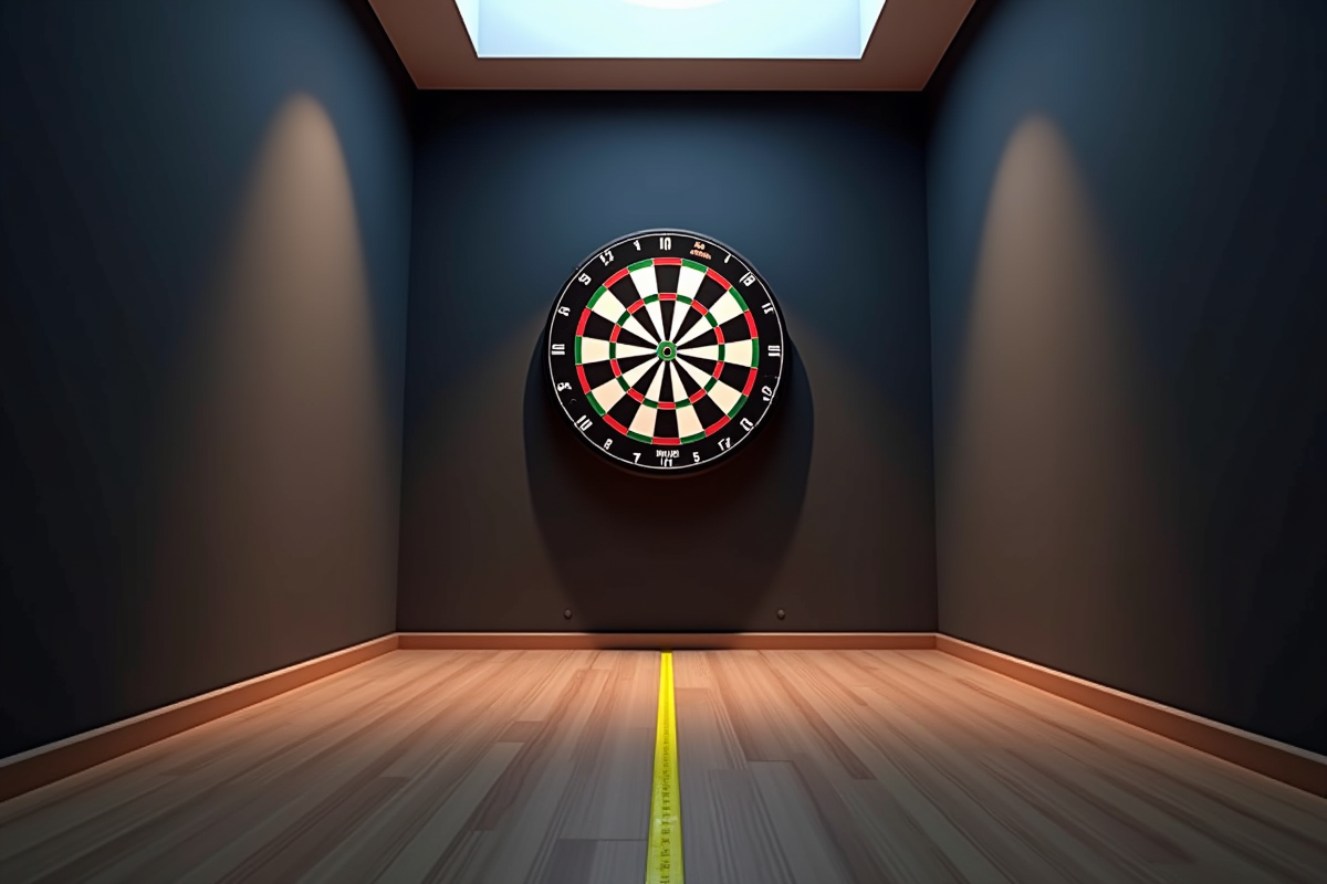 Salle de jeu avec cible électronique et mètre au sol