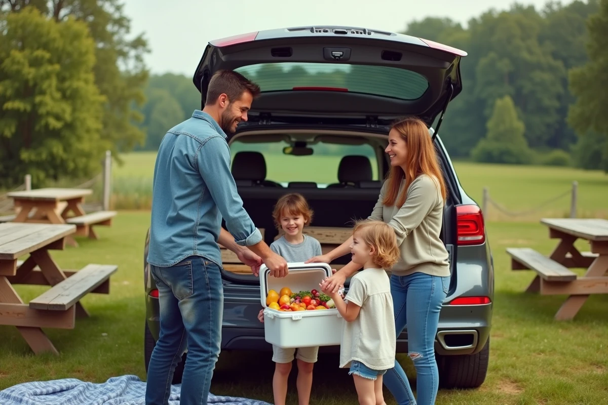 Famille française profitant d