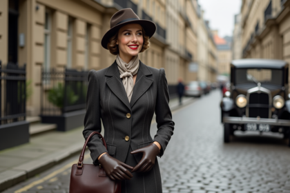 Femme élégante en costume vintage des années 40