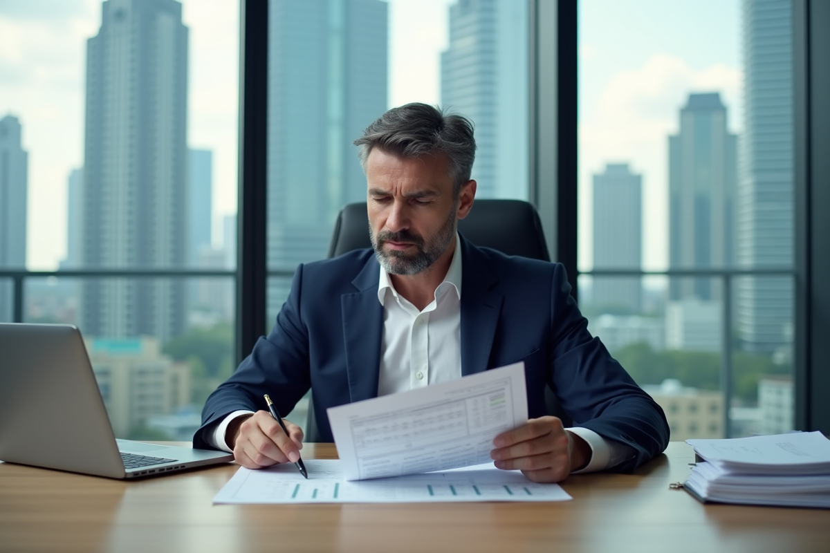 Homme d'affaires en costume dans un bureau moderne