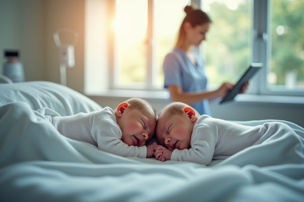 Deux bébés jumeaux dans un lit d
